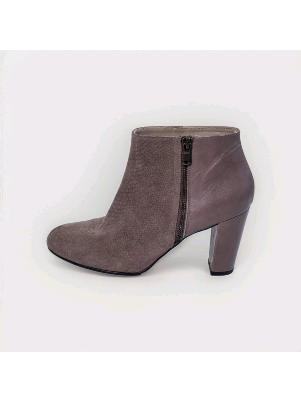 Jacques Vert Spain Suede Leather Ankle Boots EU 40 US 9 Taupe Snakeskin Heel